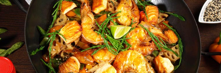 Wok de gambas aux légumes