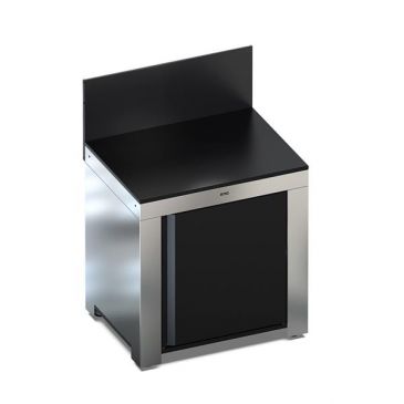 Base de module inox avec crédence et porte noire - MOD8500