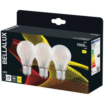 Bellalux led dépoli standard e27 8w chaud 1055lm bte de 3
