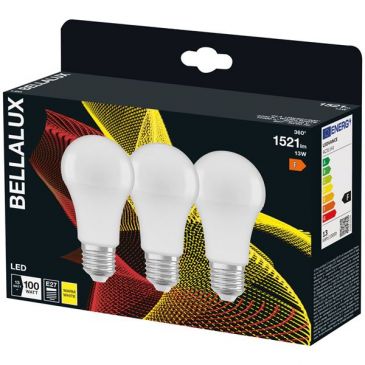 Bellalux led radiat.dépoli std e27 13w chaud 1521lm bte x3