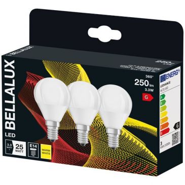 Bellalux led radiateur dépoli e14 3.3w chaud 250lm bte x3