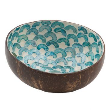 Bol 13 cm Noix de coco & Nacré Arcs Bleus