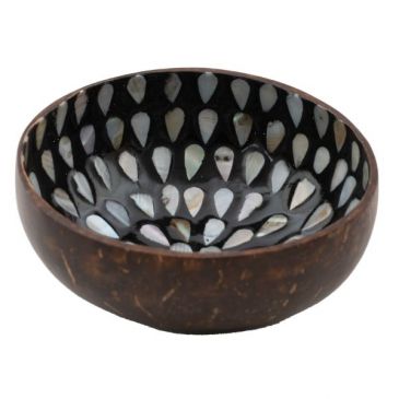 Bol 13 cm Noix de coco & Noir Gouttes Nacrées
