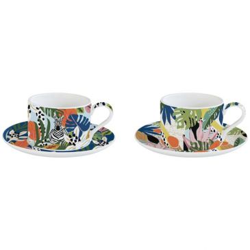 Coffret 2 tasses Déjeuner 24 cl - Ambiance Tropicale