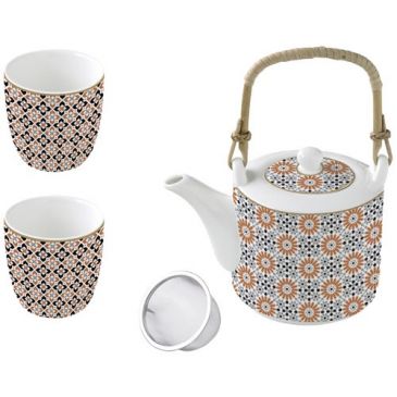 Coffret Théière + 2 gobelets - Geo Ethnic