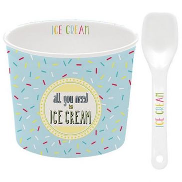 Coupelle à glace + cuillère Bleue - Ice Cream