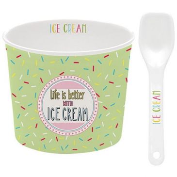 Coupelle à glace + cuillère Verte - Ice Cream