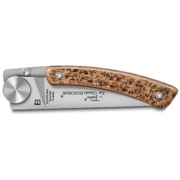 Couteau de poche Manche Chêne Gravure Nature - Liner Lock Le Thiers