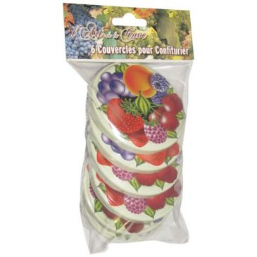 Couvercle confiturier x6 d.82 decor fruits