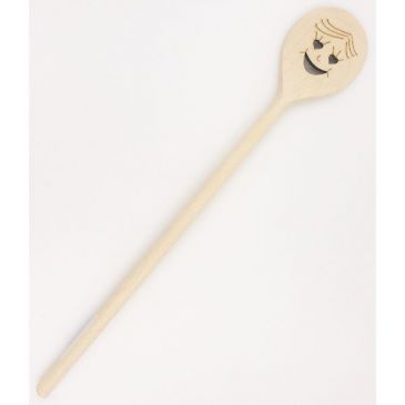 Cuillère bois ronde 30 cm - Smiley