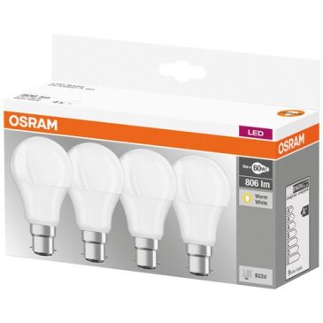Ampoule LED standard dépolie avec radiateur 8.5 W B22 chaud lot de 4