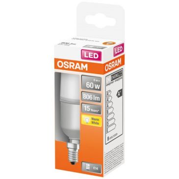Led stick dépoli avec radiateur 8w e14 chaud boite 1