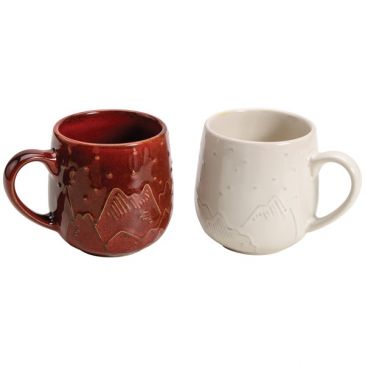 Lot 2 mugs 39 cl Crème & Rouge - Montagne