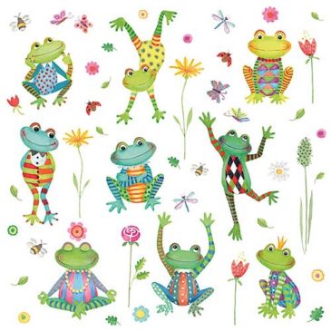 Lot 20 serviettes en papier 33 x 33 cm - Grenouilles