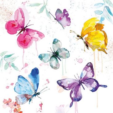 Lot 20 serviettes en papier 33 x 33 cm - Papillons