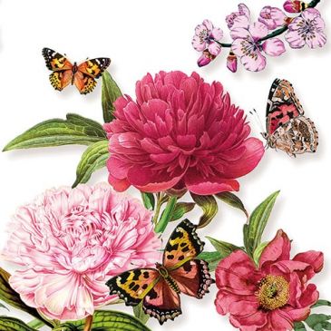 Lot 20 serviettes en papier 33 x 33 cm - Pivoines