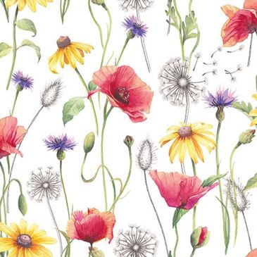 Lot 20 serviettes en papier 33 x 33 cm - Prairie de Coquelicots