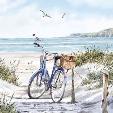 Lot 20 serviettes en papier 33 x 33 cm - Vélo à la Plage