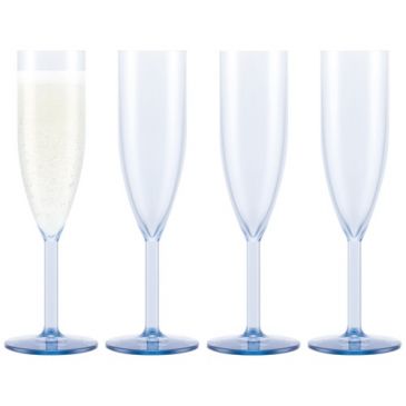 Lot 4 flûtes à champagne 12 cl Bleu Transparent - Oktett
