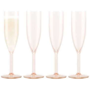 Lot 4 flûtes à champagne 12 cl Rose Transparent - Oktett