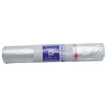 Sac poubelle transparent - 50 L - 24 microns - x30