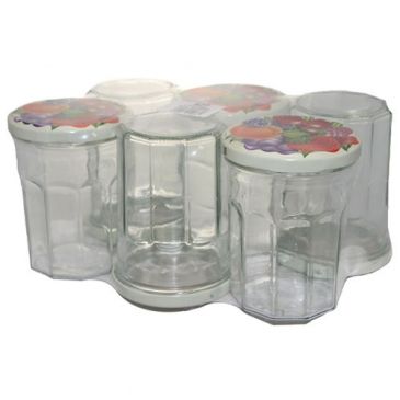 Pack 6 confituriers 385ml couvercle décor fruits