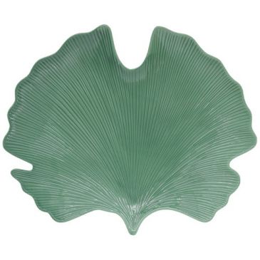 Plat 35 x 29 cm Feuille de Ginko Vert Clair - Madagascar