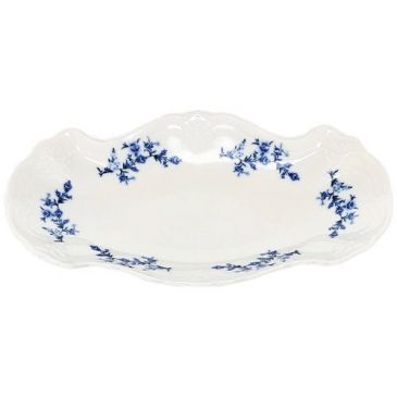Plat de service 26 x 16 cm Fleurs Bleues - Rétro