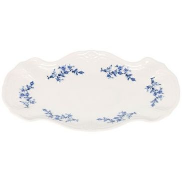 Plat de service 39 x 25 cm Fleurs Bleues - Rétro