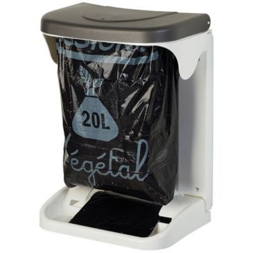 Poubelle INO 20L avec dérouleur de sac blanc/gris