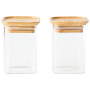 Set 2 Pots de conservation carrés 0.24 L - Bambou