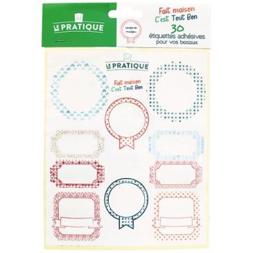 Sachet 10x3 étiquettes adhésives assorties pour conserves