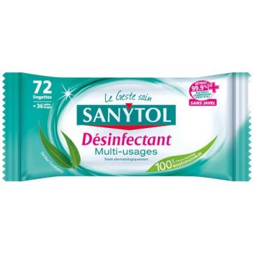 72 lingettes désinfectantes nettoyantes multi-usages