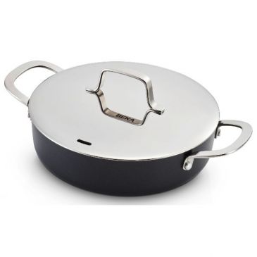 Sauteuse 2 anses revêtue 24 cm + couvercle inox - Maestro