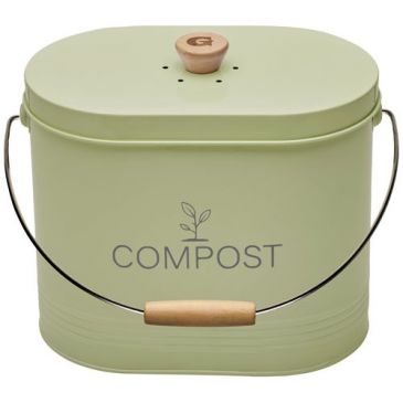 Seau à compost ovale 7 L Vert Sauge