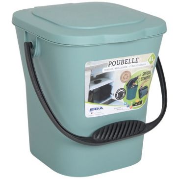 Poubelle à compost - avec couvercle - 6 L - vert eucalyptus