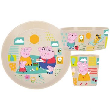 Set 3 pièces vaisselle enfant - Peppa Pig Beige