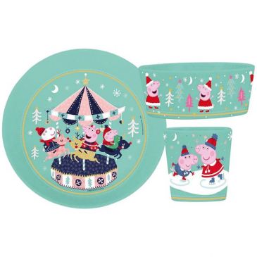 Set 3 pièces vaisselle enfant - Peppa Pig Noël
