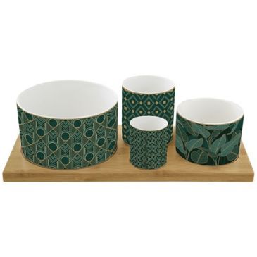 Set apéritif 4 coupelles + plateau bambou - Charleston 