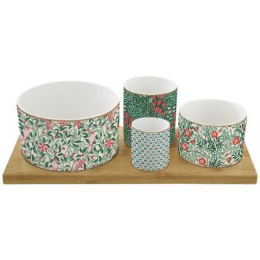Set apéritif 4 coupelles + plateau bambou - Floral Fantasy
