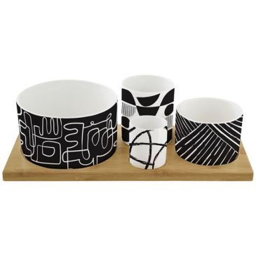 Plateau Apéritif En Mélamine Avec 4 Coupelles – Thème Café – Déco Cuisine