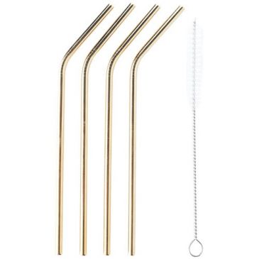 Set de 4 pailles inox Dorées
