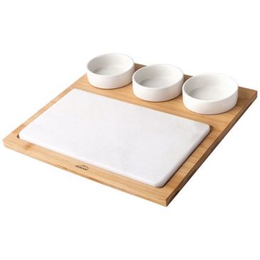 Set plateau marbre + 3 bols + support