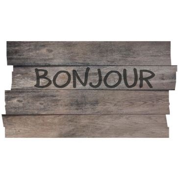 Tapis boston decoupe planche bonjour gris 40x70cm