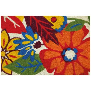 Tapis coco blanchi flowers 40x60 cm