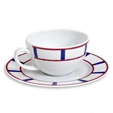 Tasse à thé 22 cl  Bleu et Rouge - Porcelaine Basque
