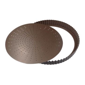 Tourtière cannelée 28 cm avec fond amovible perforé - Acier antiadhérent