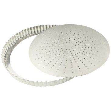 Tourtière cannelée perforée 26 cm à fond amovible - Fer Blanc