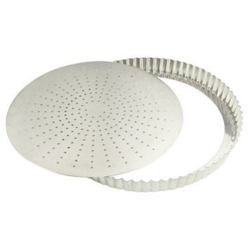 Tourtière cannelée perforée 28 cm à fond amovible - Fer Blanc