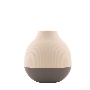 Vase boule 19 cm - Blanc Cassé & Gris Foncé